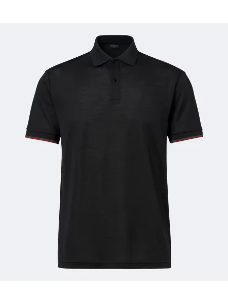 Tricou polo Gucci de mătase cu dungi negru