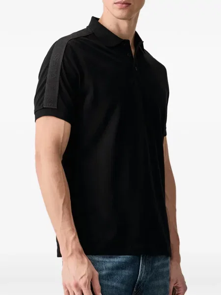 Tricou polo Guess cu autograf negru