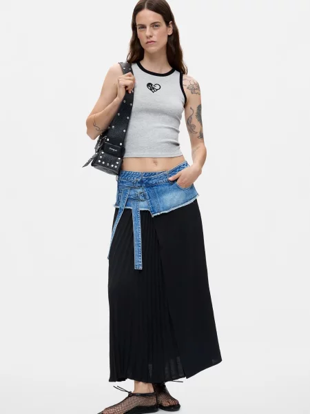 Desigual Top gri deschis negru