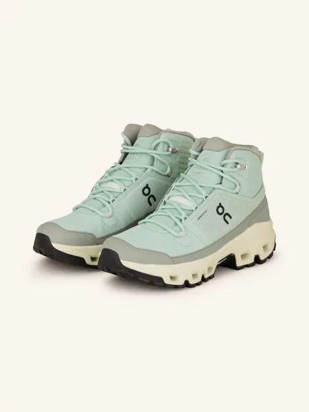 Turistické boty On Cloudrock Mid Waterproof mineral/aloe zelené