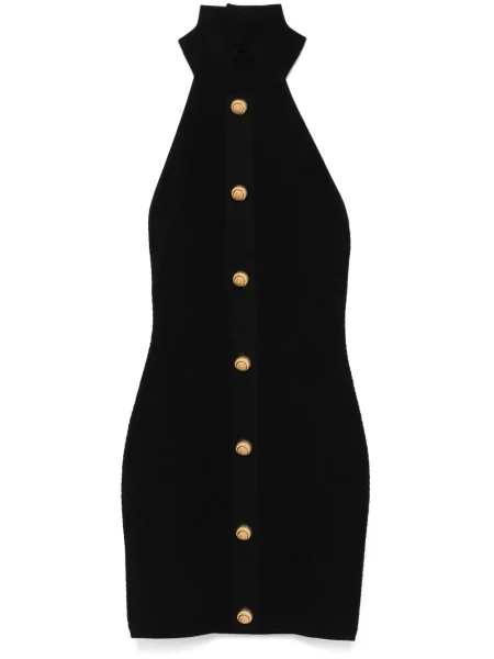 Rochie mini Balmain cu gât halter de costum negru