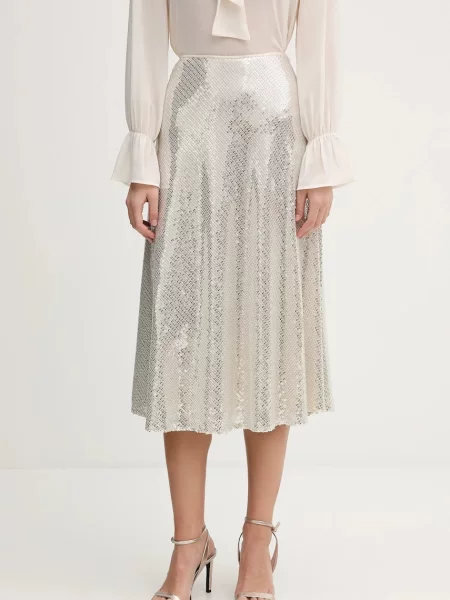 OUI fustă midi evazați argintiu