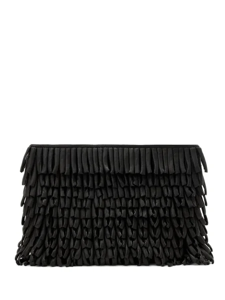 Kožna clutch torbica Allsaints na rese crna