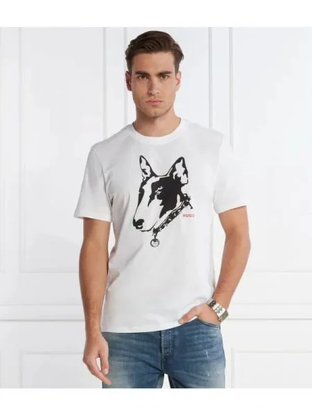 HUGO Tricou Dammock alb