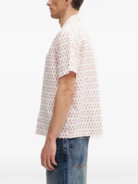 Cămașă Lacoste cu imagine tenis alb