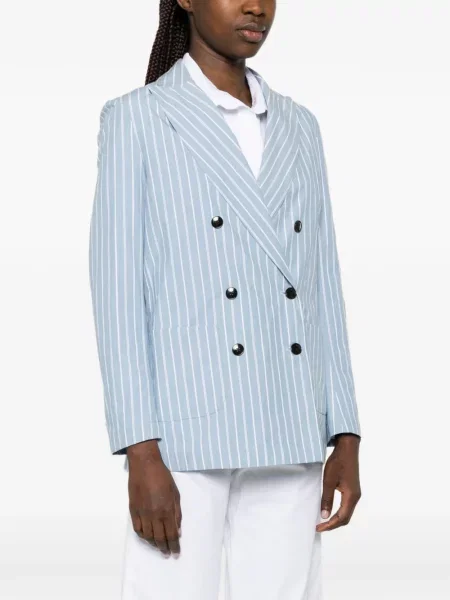 Marynarka w paski My Myths w paski dwurzędowa niebieska