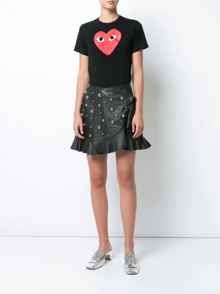 Raštuotas marškinėliai Comme Des Garçons Play su širdelėmis juoda