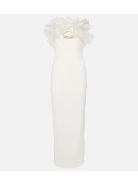 Obleka Alessandra Rich organza bela