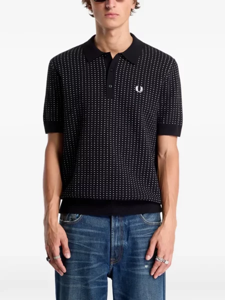 Tricou polo Fred Perry cu buline tricotate negru