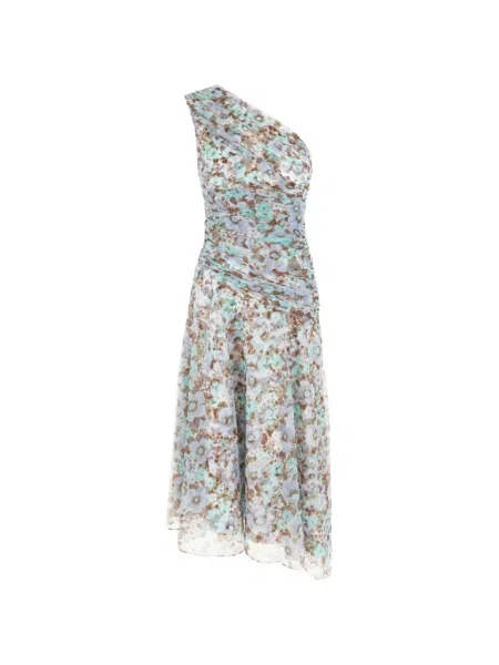 Rochie Tory Burch cu model floral cu imagine asimetrică albastru