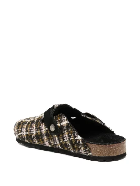 Papuci tip mules Taji din tweed verde