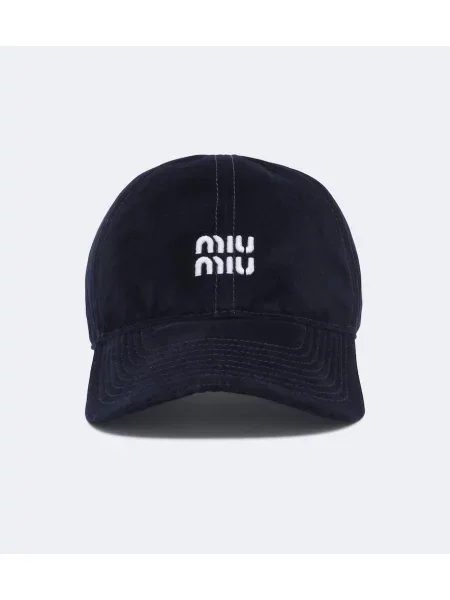 Sametová kšiltovka Miu Miu s autogramem modrá