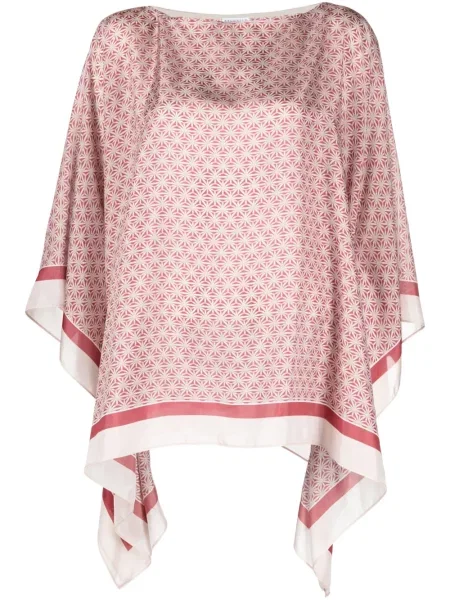 Poncho Brunello Cucinelli de mătase roșu