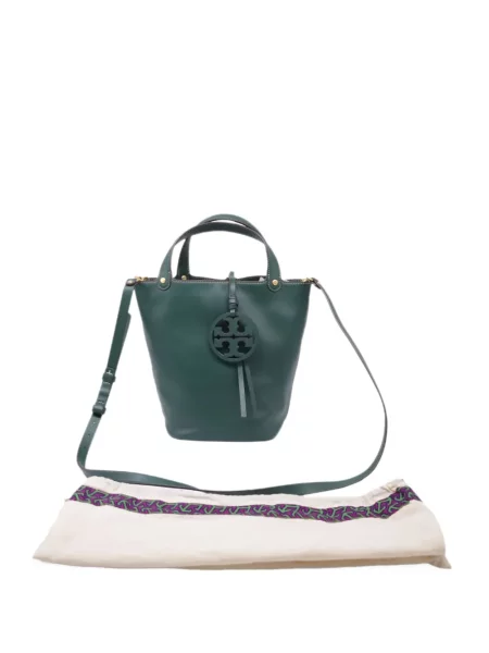 Kožený klobouk Tory Burch zelený