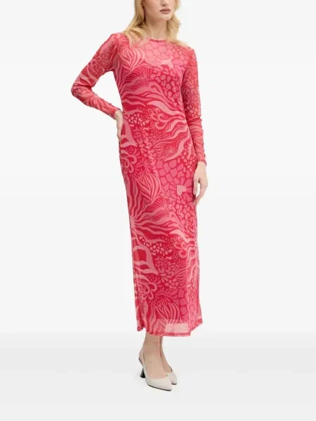 Rochie Never Fully Dressed cu imagine cu imprimeu abstract plasă roz