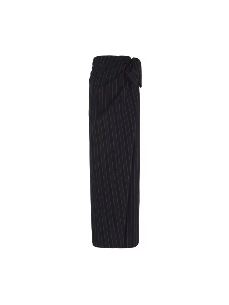 Lniana spódnica Cortana w paski niebieska