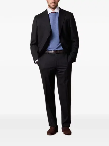 Пуловер Brooks Brothers с кръгло деколте синьо