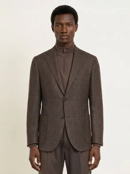Dressler Sako Regular Fit tmavě / černošedá hnědá