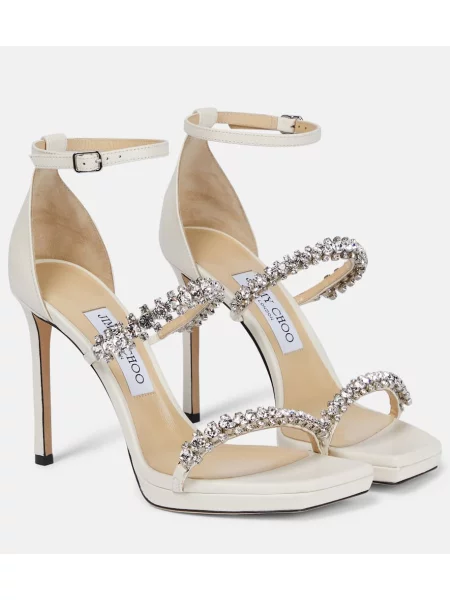 Sandale Jimmy Choo de cristal alb