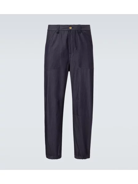Pantaloni Brunello Cucinelli de lână albastru