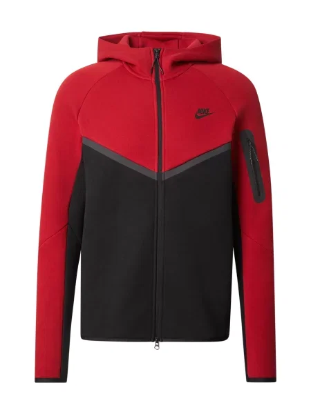 Nike Sportswear Hanorac Tech Fleece gri închis / roșu negru