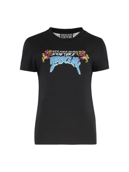 Haftowana koszulka Versace Jeans Couture w zebrę czarna