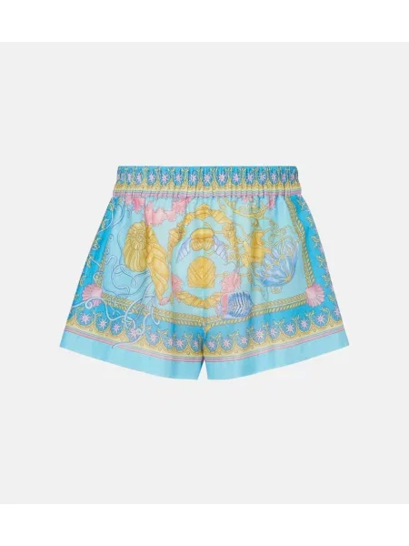 Pantaloni scurți Versace de mătase albastru