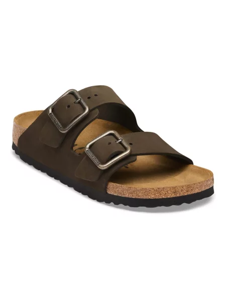 Klapki Birkenstock skórzane brązowe