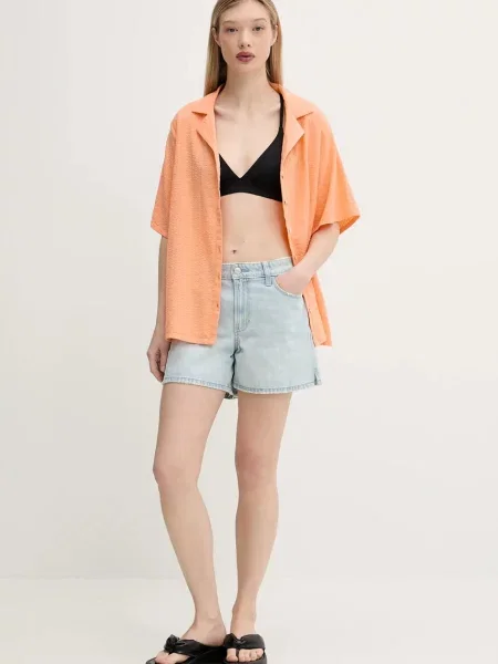 Rip Curl koszula CALA VADELLA relaxed z kołnierzykiem klasycznym pomarańczowy