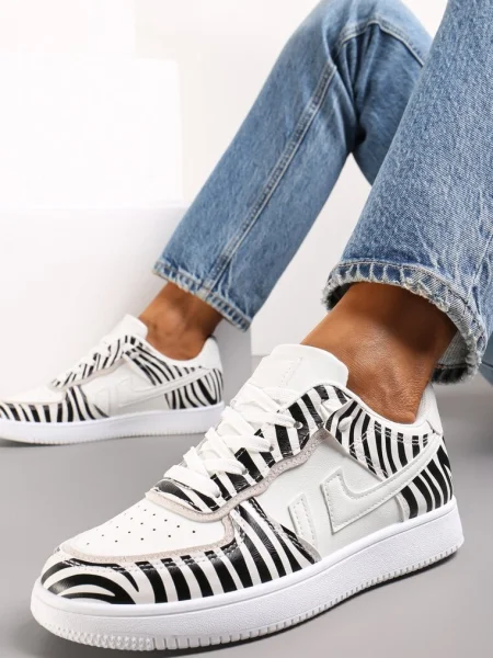 Sneakerși alb-negru cu șireturi Eleuteria alb