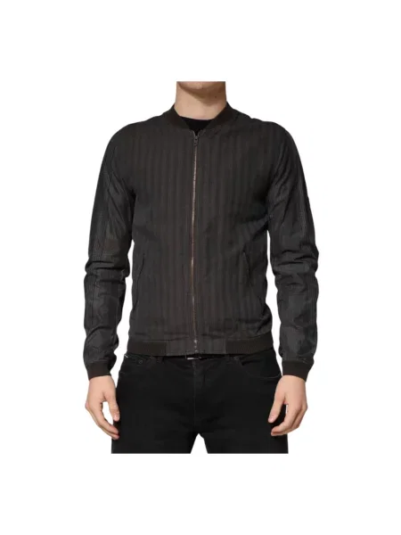 Kurtka bomber Dolce And Gabbana w paski z paskiem czarny