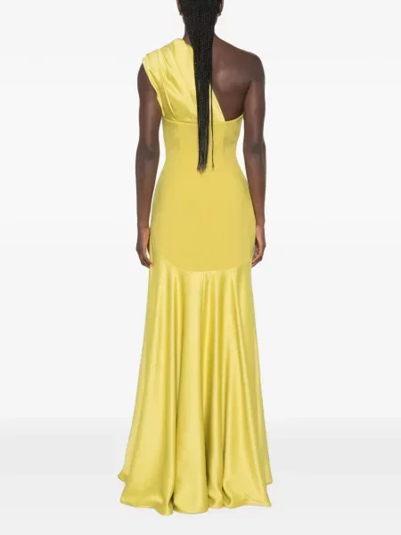 Rochie maxi Solace London cu un umăr gol verde