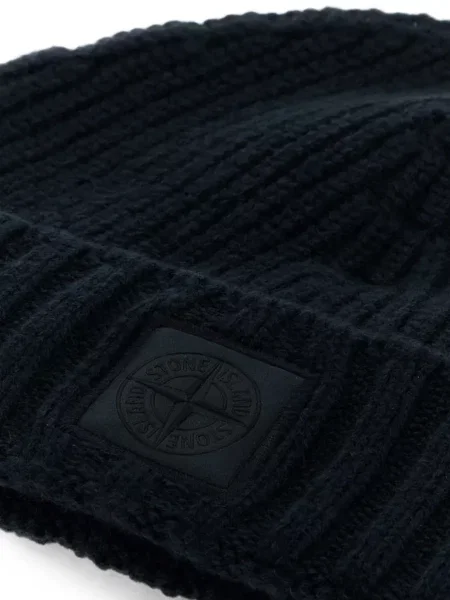Плетена шапка Stone Island камъни черно