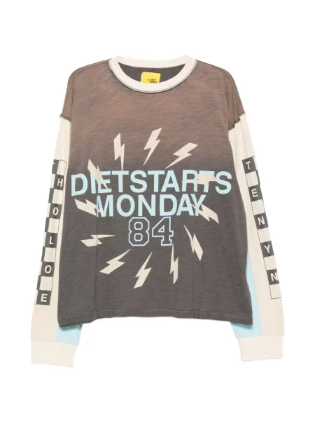 Lung tricou Diet Starts Monday cu imagine gri