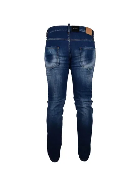 Skinny jeansy skinny Dsquared2 z przetarciami niebieskie