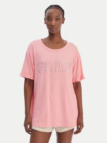 Guess T-shirt Regular Fit ružičasta