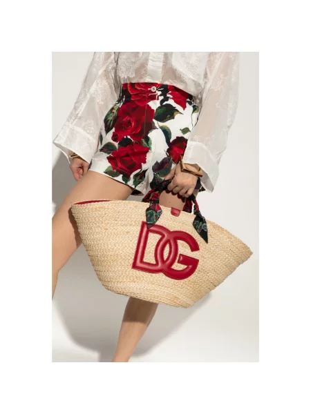 Shopperka Dolce And Gabbana skórzana beżowa
