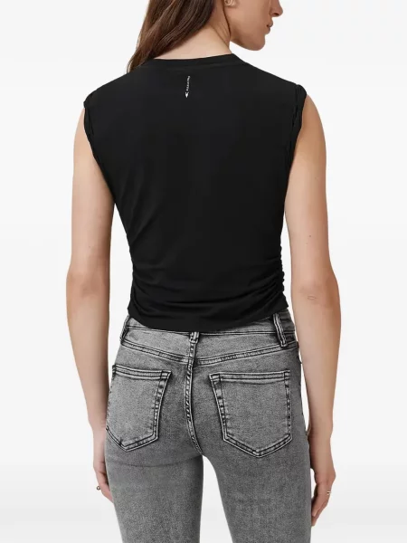 Top Allsaints fără mâneci cu volane negru