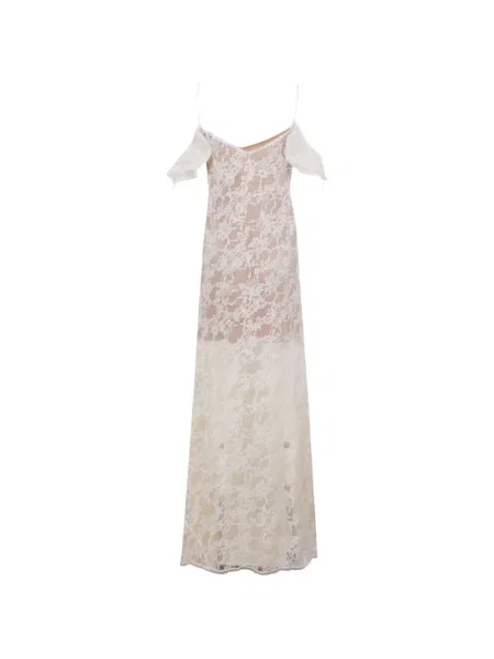 Rochie maxi Self-portrait din dantelă alb