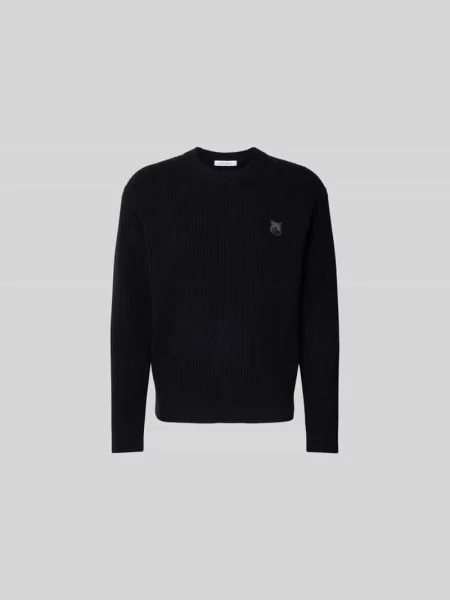 Sweter z wyhaftowanym logo Maison Kitsune czarny