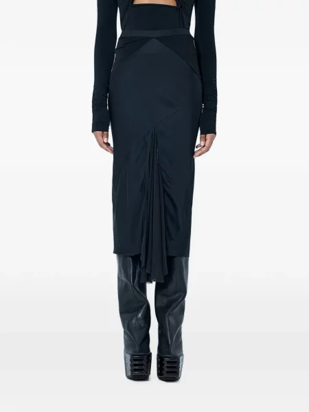 Fustă midi Rick Owens asimetrică negru