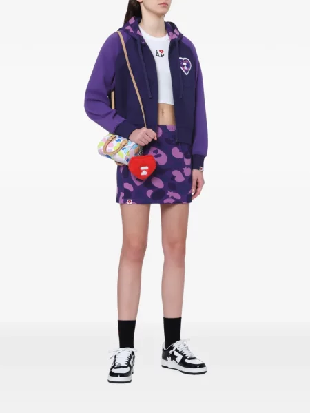 Суичър с качулка Apee™ By *a Bathing Ape® с принт със сърца синьо