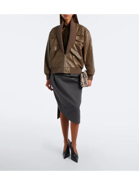 Geanta de piele Victoria Beckham maro