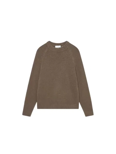Sweter Les Deux z okrągłym dekoltem brązowy