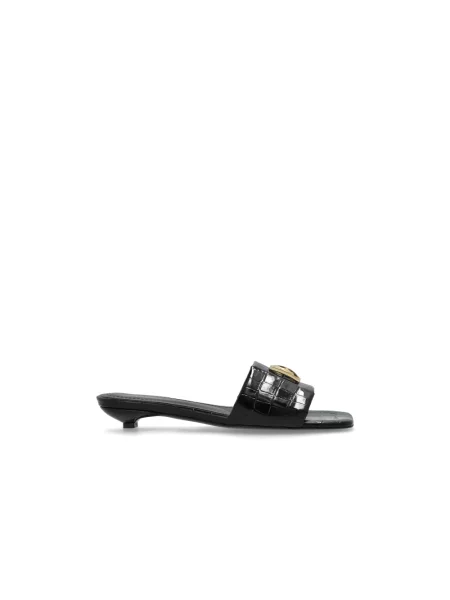 Anine Bing klapki skórzane Ria Sandals Monogram na małym czarny