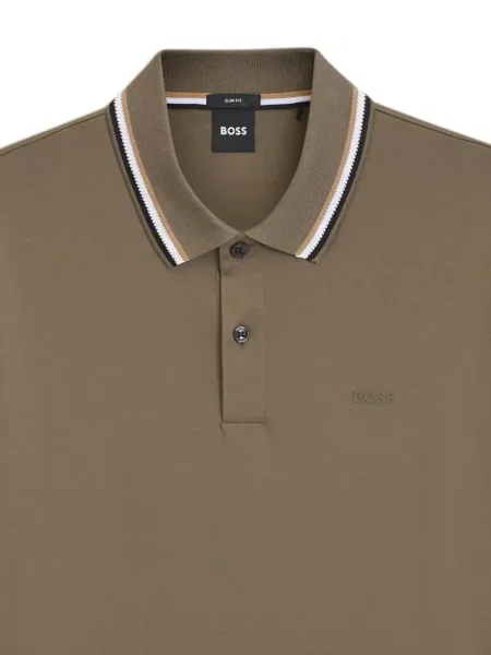 Tricou polo Boss cu broderie maro