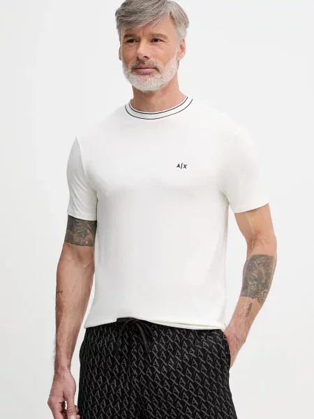 Armani Exchange t-shirt z wiskozą beżowa