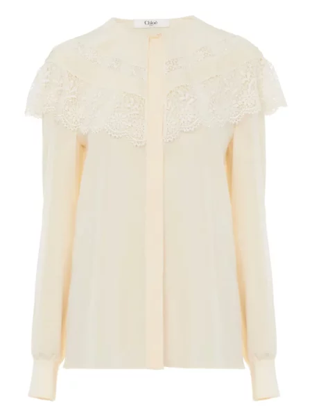 Bluză Chloé din dantelă alb