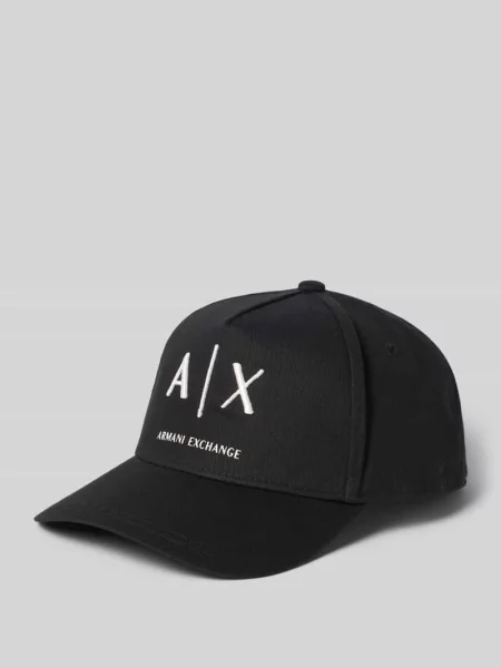 Czapka z daszkiem z wyhaftowanym logo Armani Exchange czarna