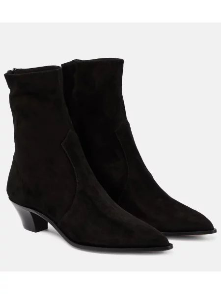 Čevlji do gležnjev Aquazzura iz semiša črna